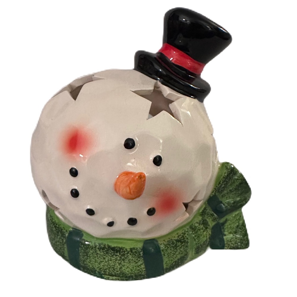 Transpac By‎ Christmas TII Collections Ceramic Snowman Candle Tea Light